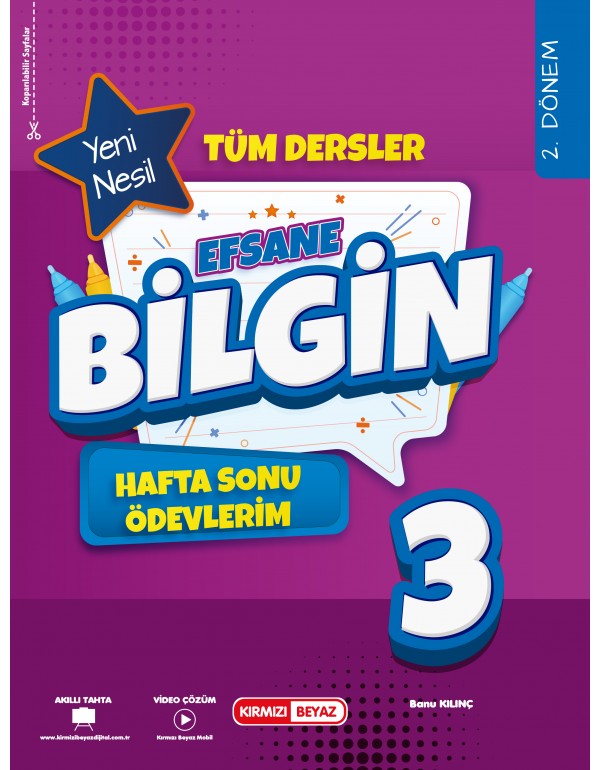 Kırmızı Beyaz 3.Sınıf Efsane Bilgin Haftasonu Ödevlerim (2 KİTAP)